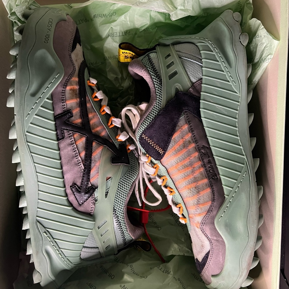 Off-White Green and Orange Sneakers